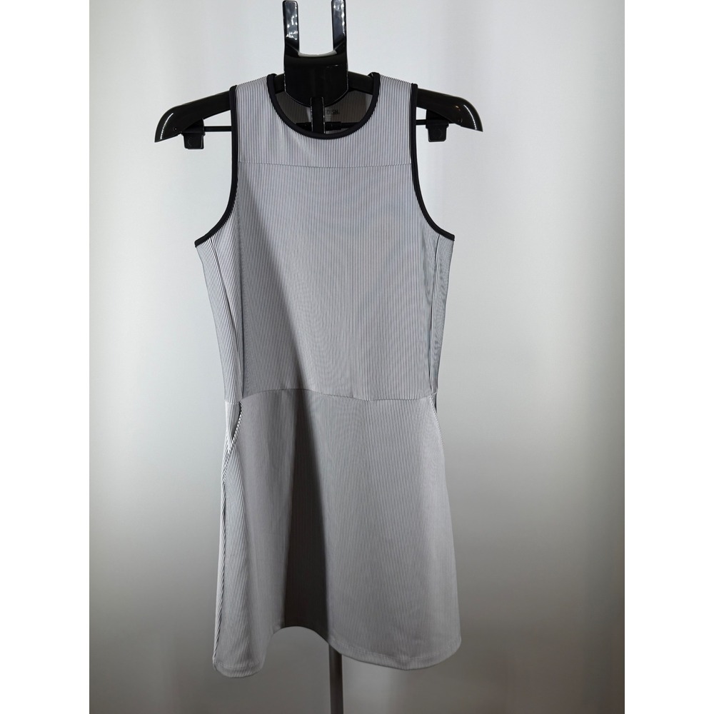 SwingDish Womens Black White Pinstripe Sleeveless Golf Dress Pockets Small